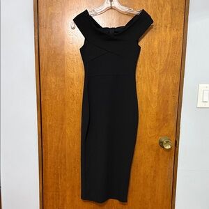Missguided Black Off-Shoulder Midi Dress - size xS